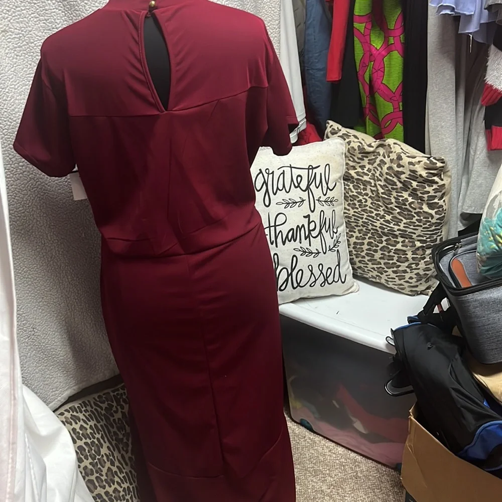 Burgundy/Maroon High-Low dressy dress - versatile! - Picture 4 of 5